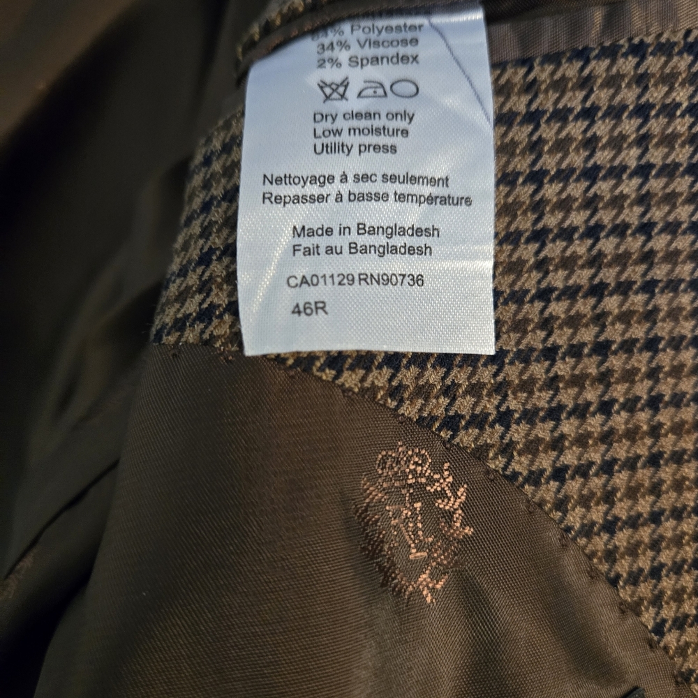 LAUREN by Ralph Lauren Men's Size 46R sporty brown 2-button lined blazer - Picture 3 of 9